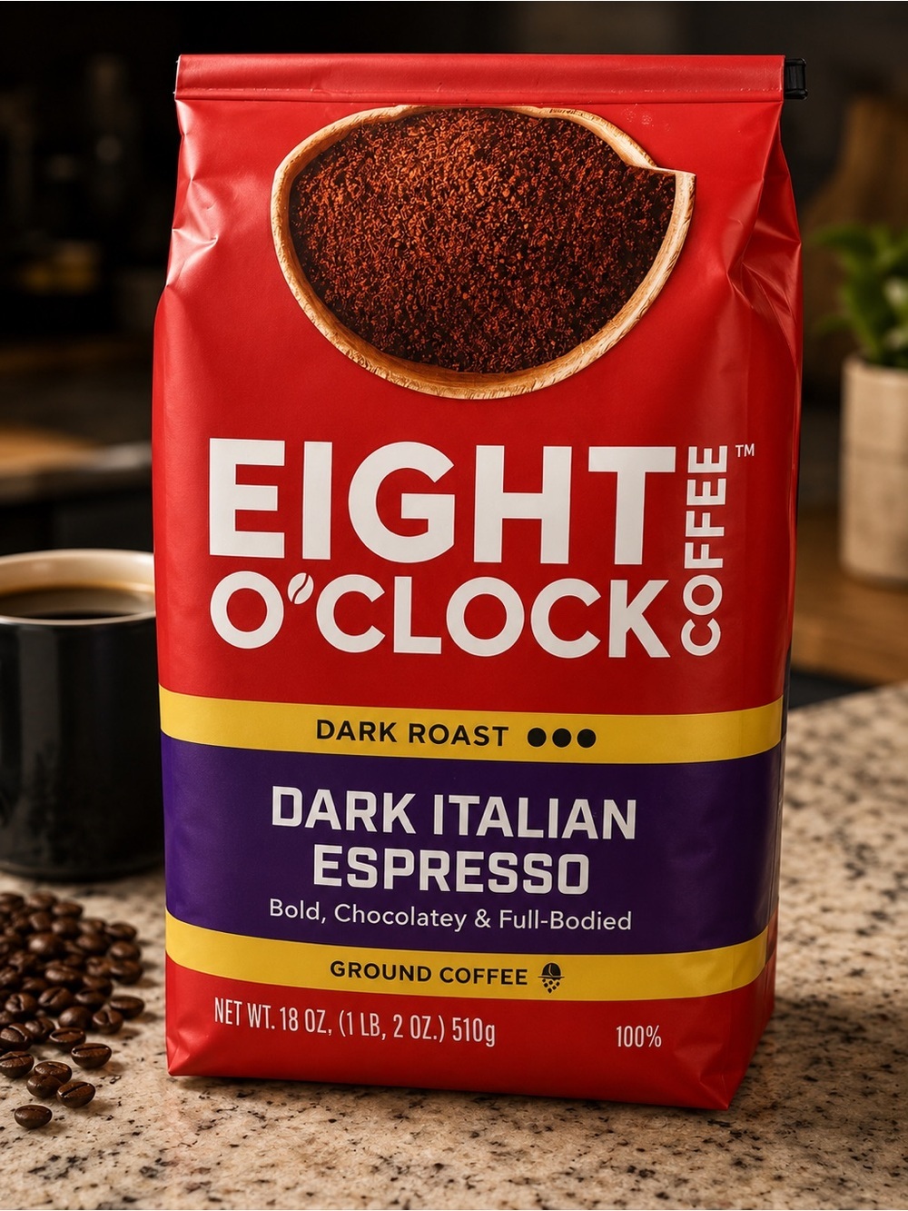 Eight O'Clock Coffee Dark Italian Espresso Ground Coffee - Dark Roast